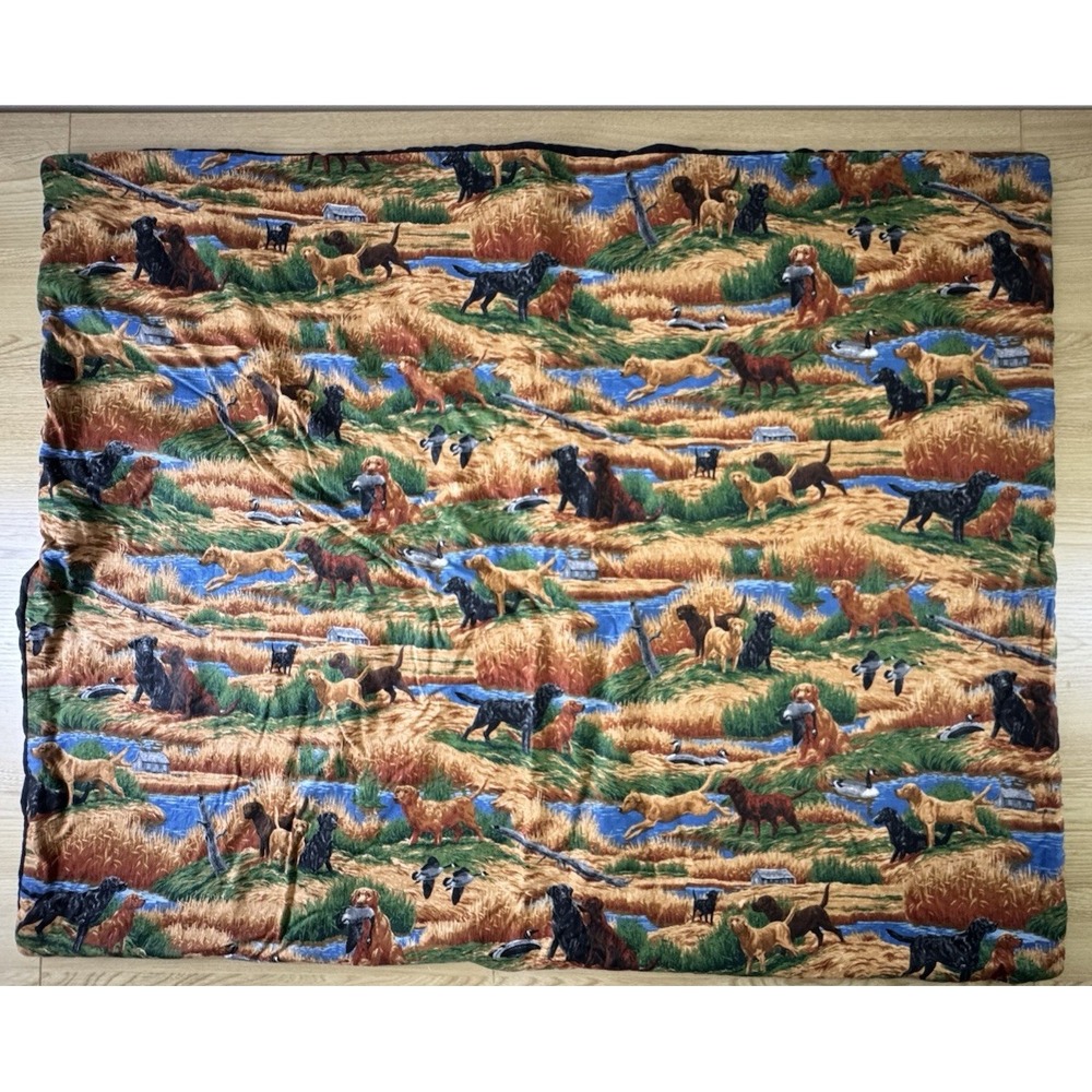 Reversible Dog Animal Print Throw Blanket Polyester Multicolor/Black 34x45"